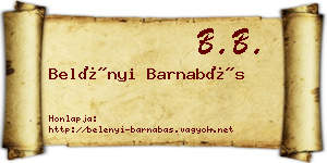 Belényi Barnabás névjegykártya