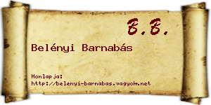 Belényi Barnabás névjegykártya